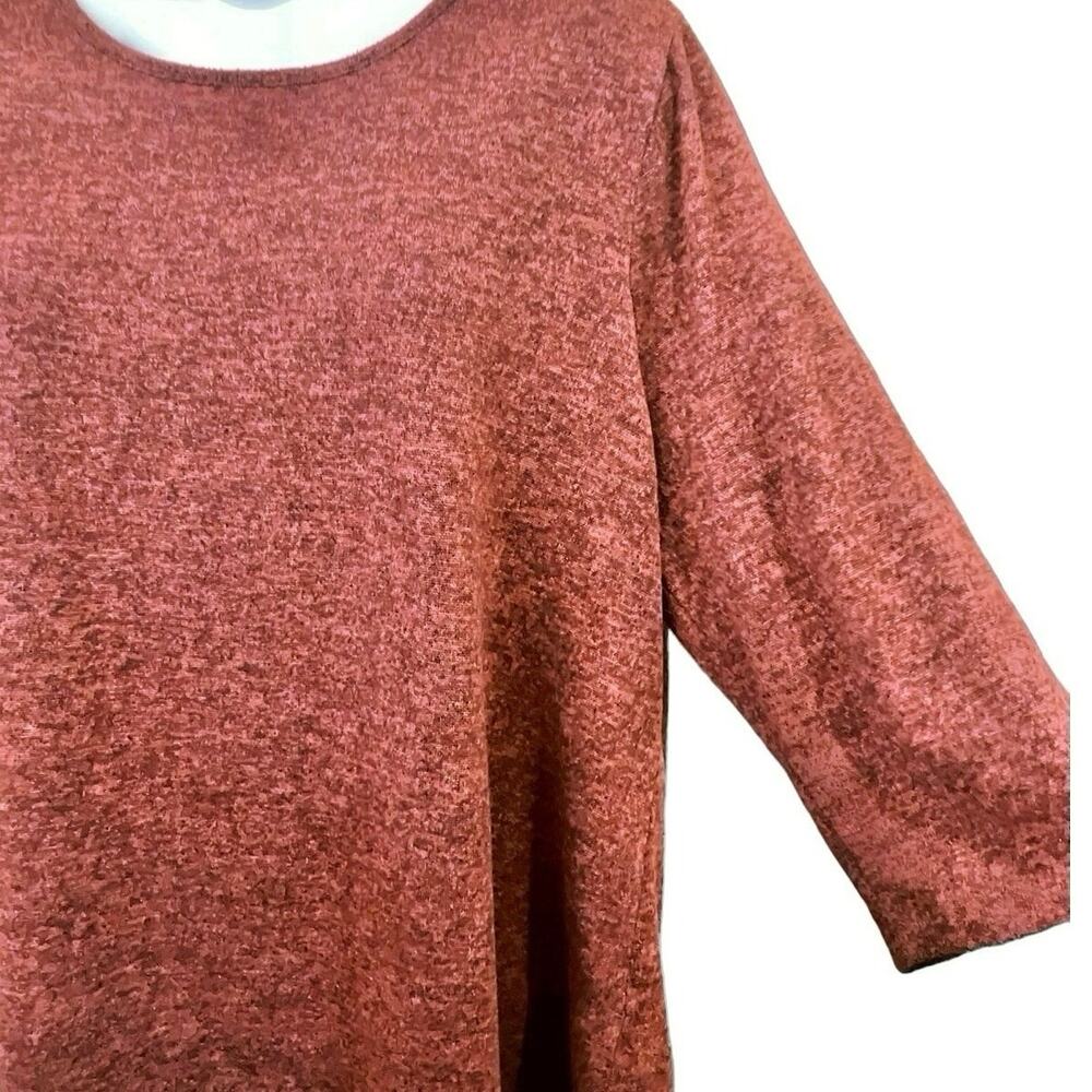 Perch by Blu Pepper Brick Orange Bow Tie Back Soft 3/4 Sleeve Sweater | Size 3XL - Picture 3 of 12